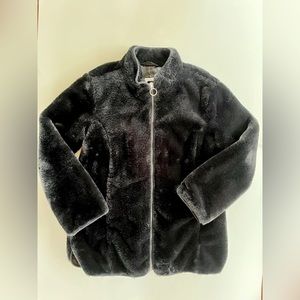GAP KIDS EUC black faux fur dressy jacket girls M 8-9